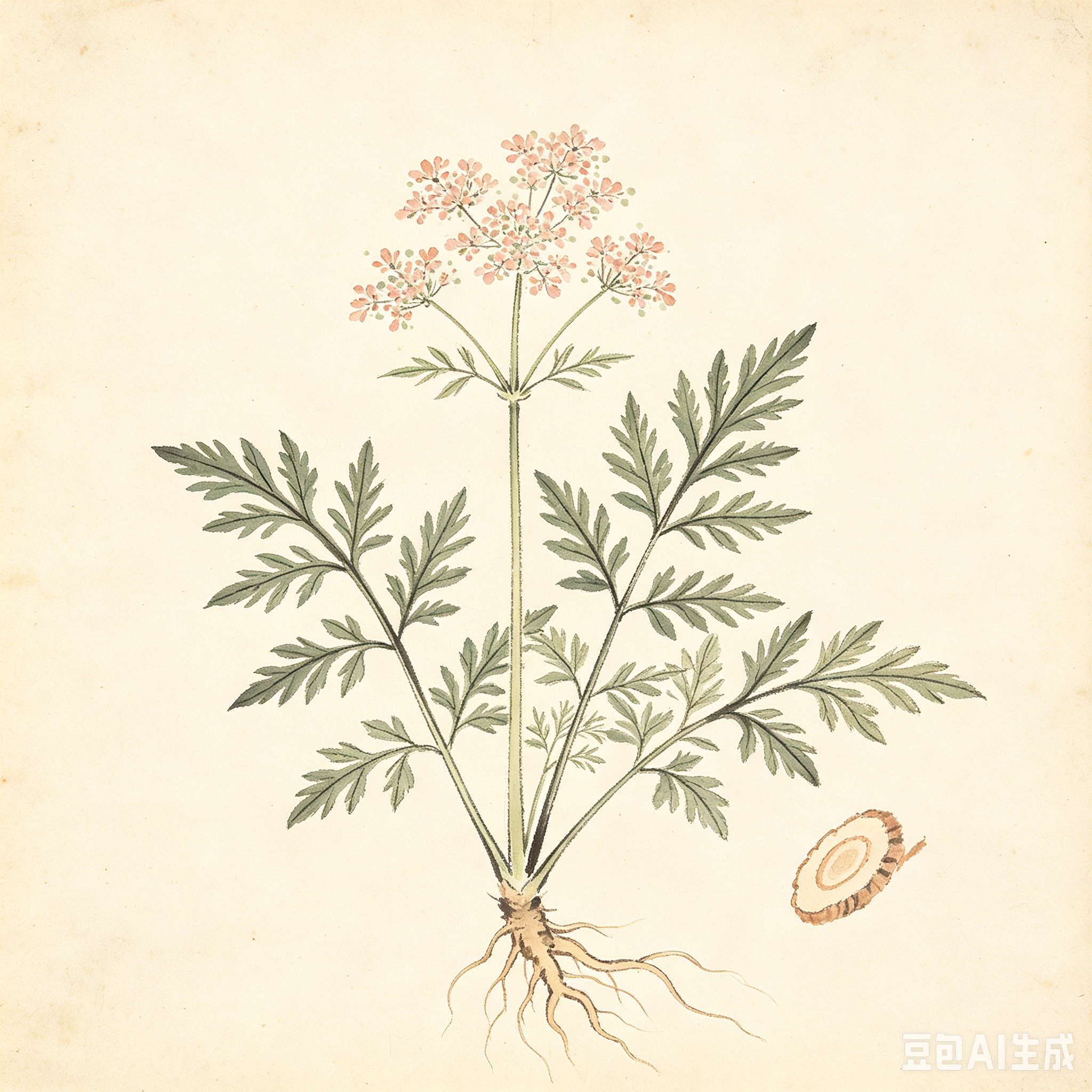 缬草水墨画生成